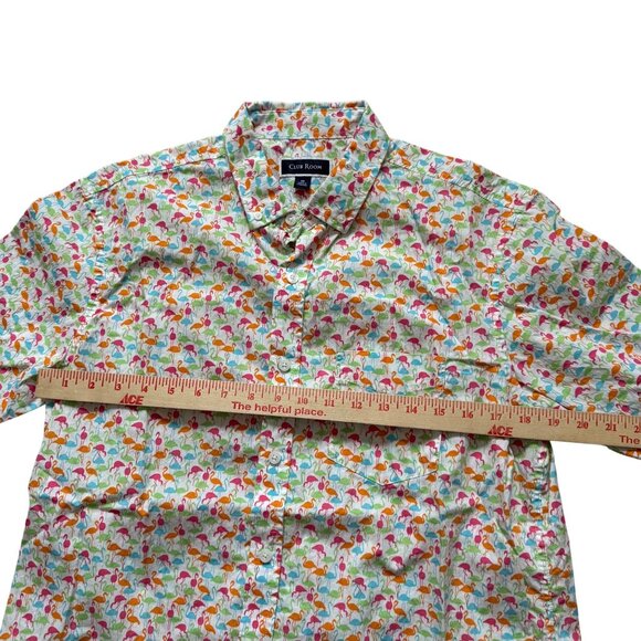 Club Room Short Sleeve Button-Up Flamingo Print Men's Shirt - Picture 4 of 7